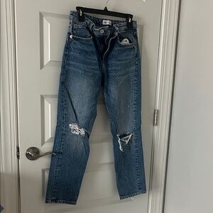 Zara Women's Blue Distressed Straight Jeans